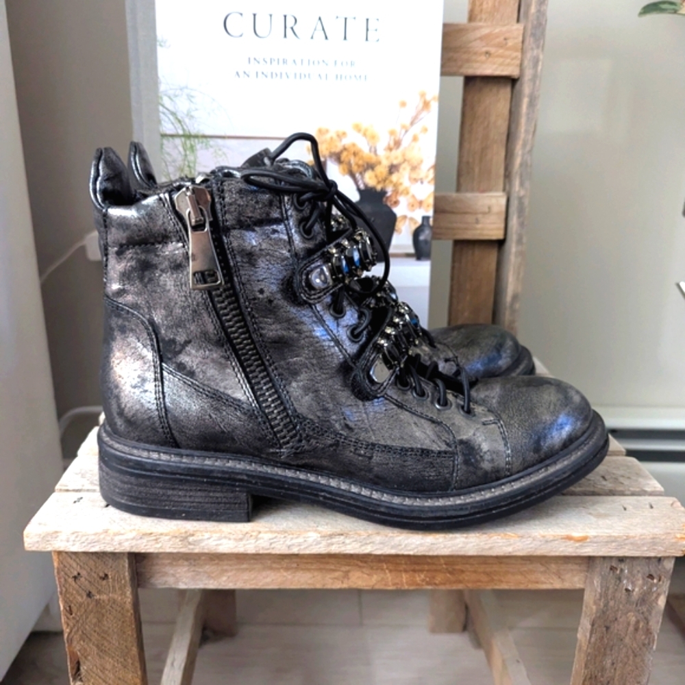 Combat Moto Boots with Distressed Finish By Mimosa (Browns)